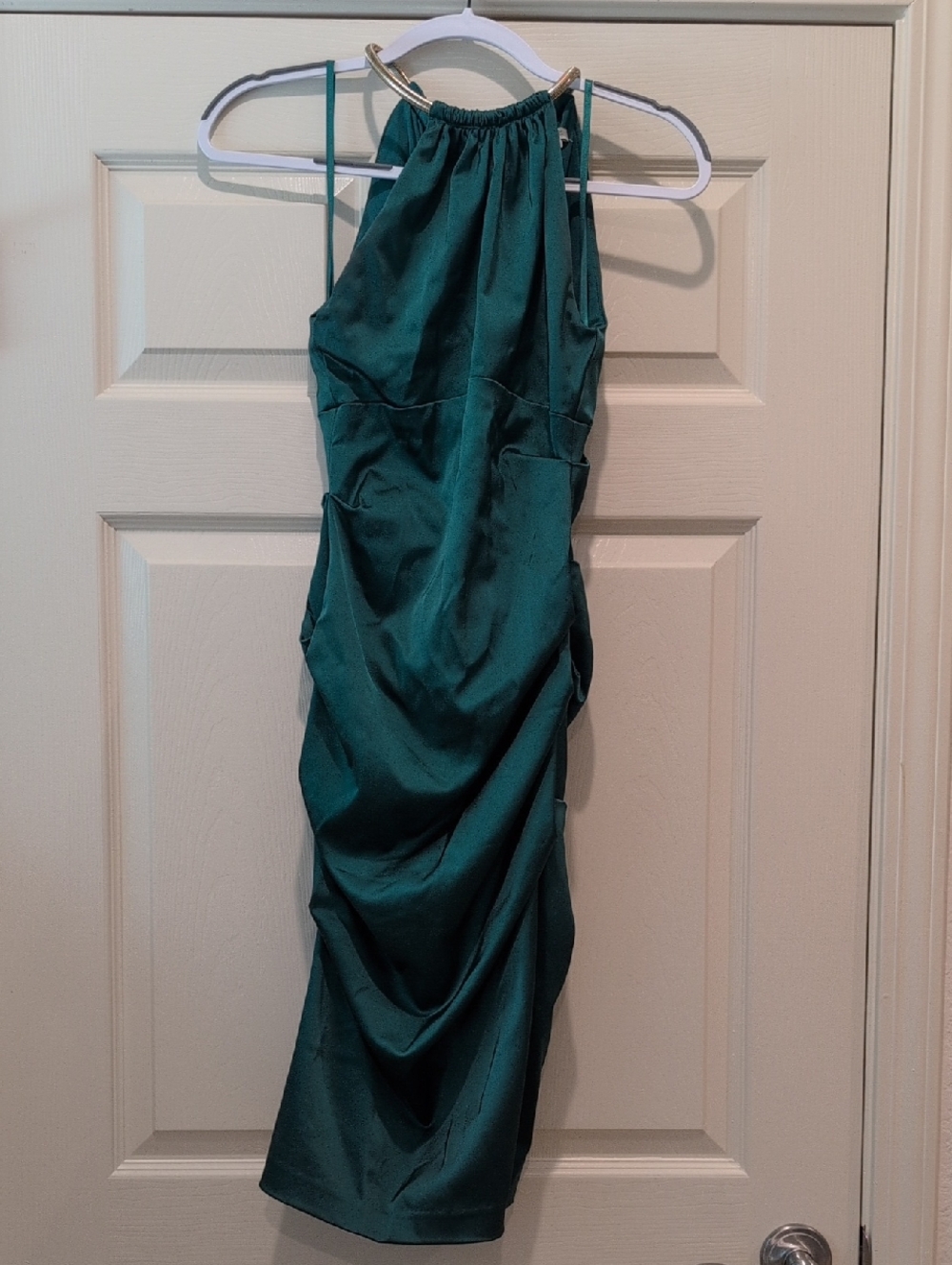 Emerald Green Halter Satin Dress